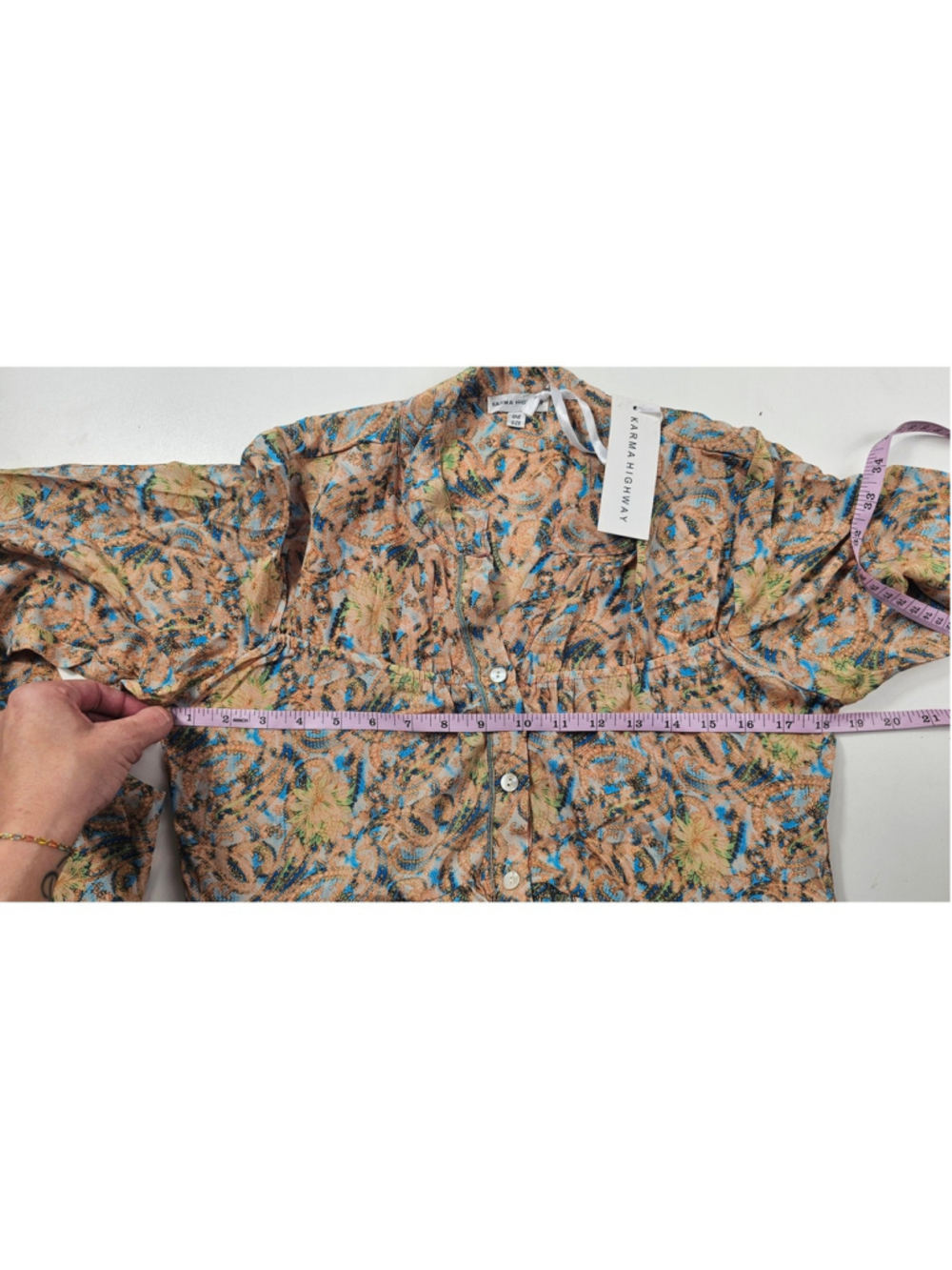 NWT Karma Highway Multicolor Paisley Boho button up Maxi Dress OS milk maid - Picture 7 of 9